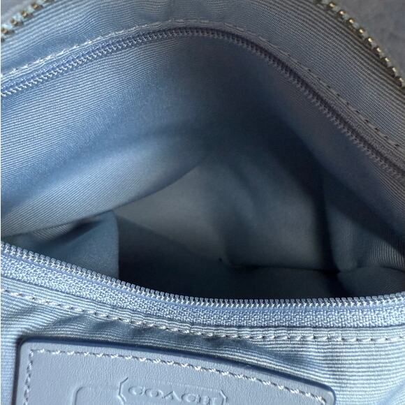 COACH y2k Blue Pebbled Leather Tote Shoulder bag - Picture 7 of 11